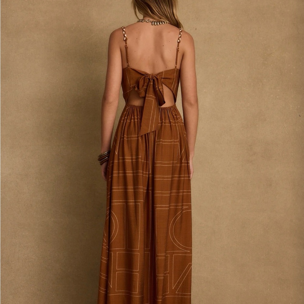 12th Tribe Backless Brown Maxi Dress